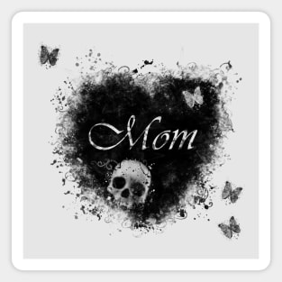 Grungy Gothic Mom, Skull & Butterflies Magnet